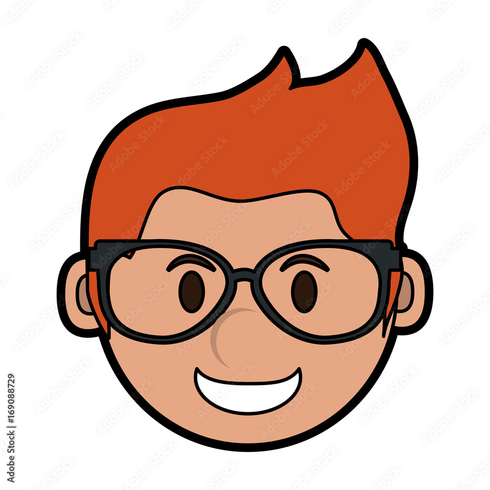 head of happy smiling man wearing glasses icon image vector illustration design head of happy smiling man wearing glasses icon image vector illustration design