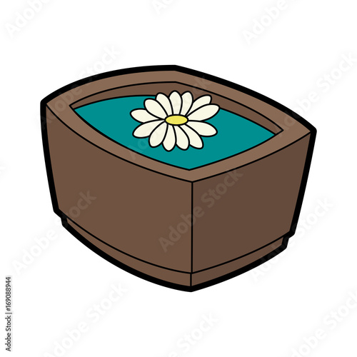 aromatherapy flower in hot water spa center related icon image vector illustration design