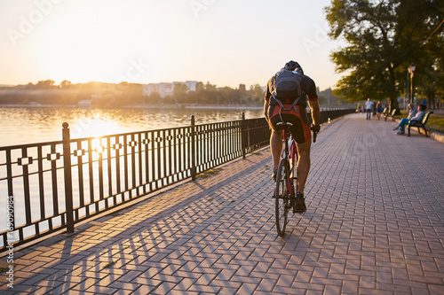 Young and energetic cyclist in the park