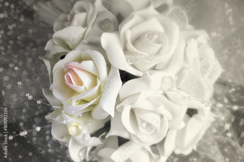 Old photo of a wedding bridal bouquet