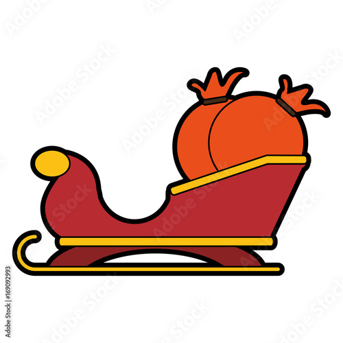 santa claus sleigh with bag christmas related icon image vector illustration design