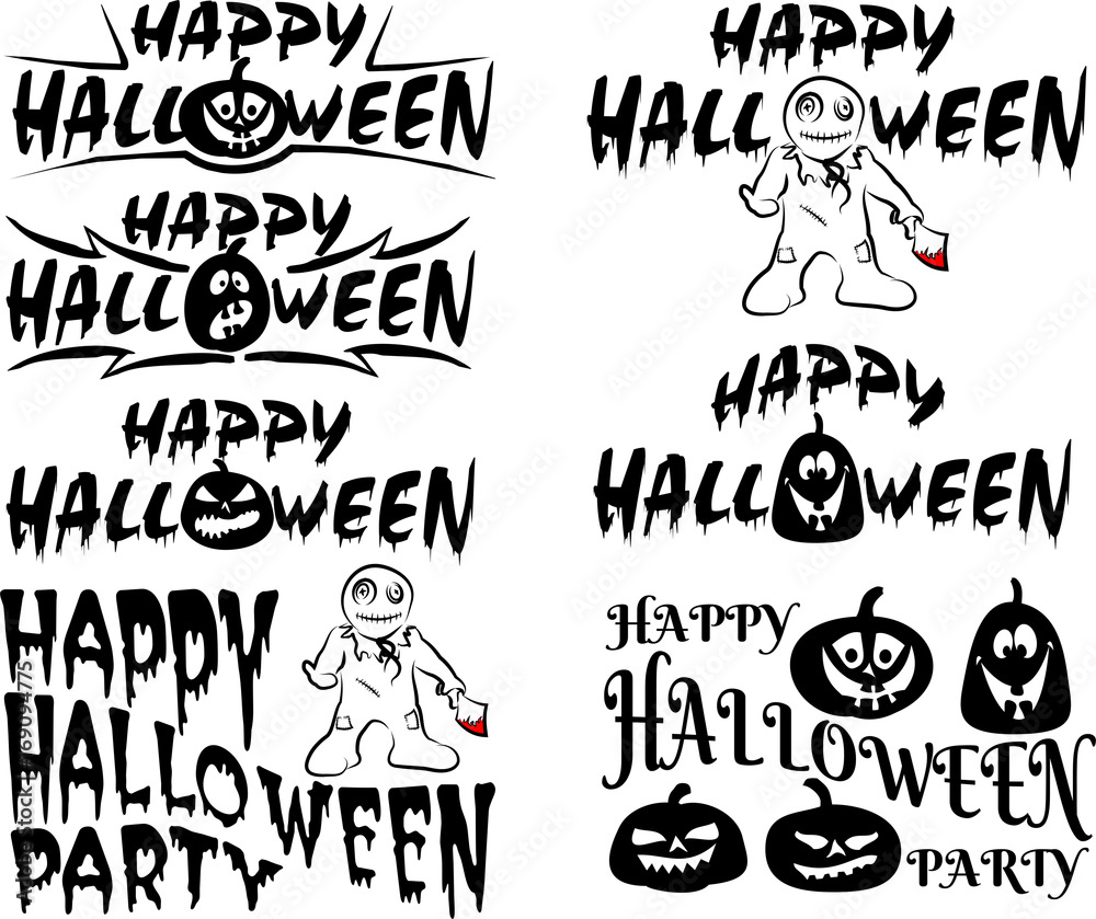 happy halloween with pumpkin and murderer silhouettes happy halloween with pumpkin and murderer silhouettes
