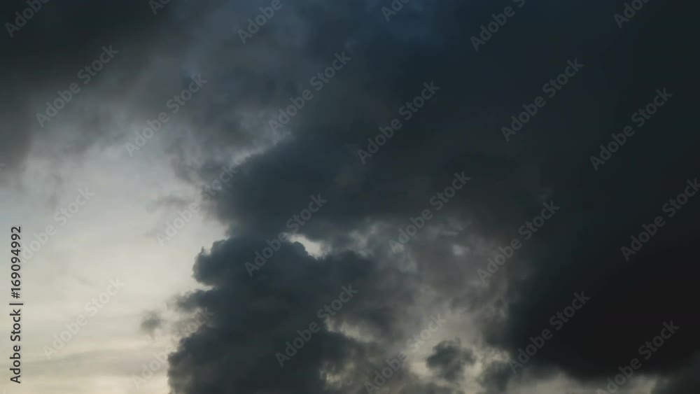 4K Time Lapse, clouds and landscape before rainy at evening 