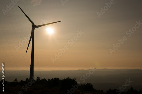 Windmill in Portugal during sunset