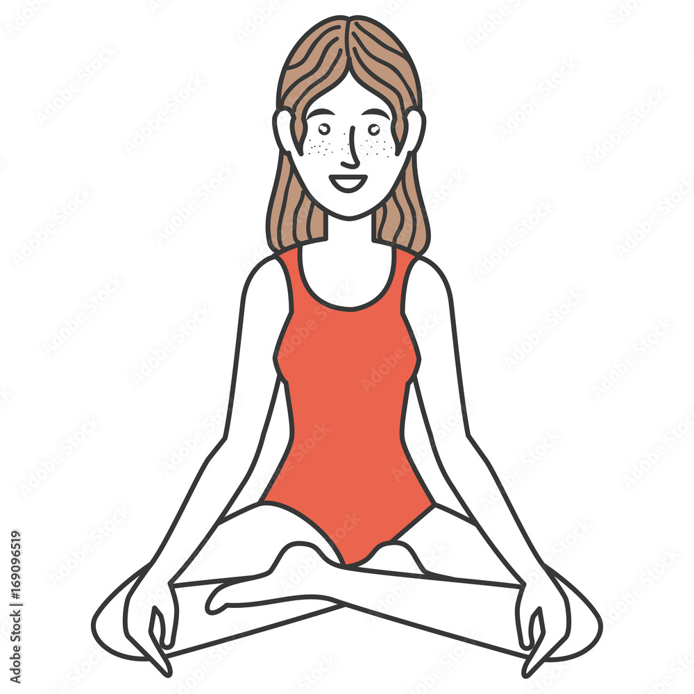 Woman in lotus position vector illustration design