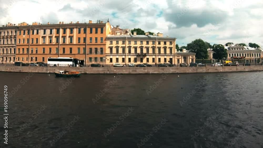 timelapse Russia St. Petersburg canals and river ships summer