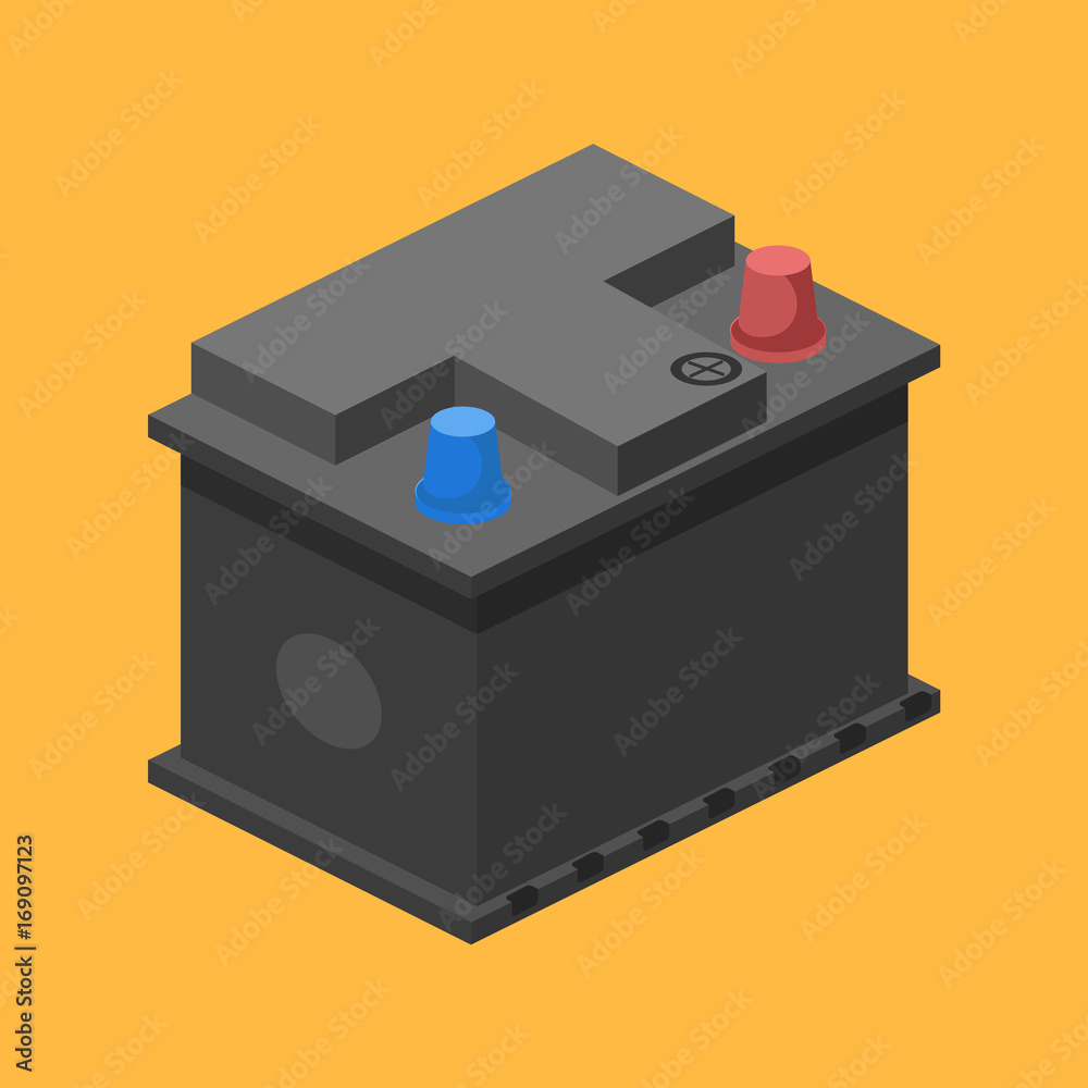 Car battery isometric vector illustration Car battery isometric vector illustration
