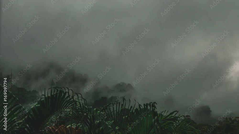 4K Time Lapse, clouds and landscape before rainy at evening, Rain forest South of Thailand 