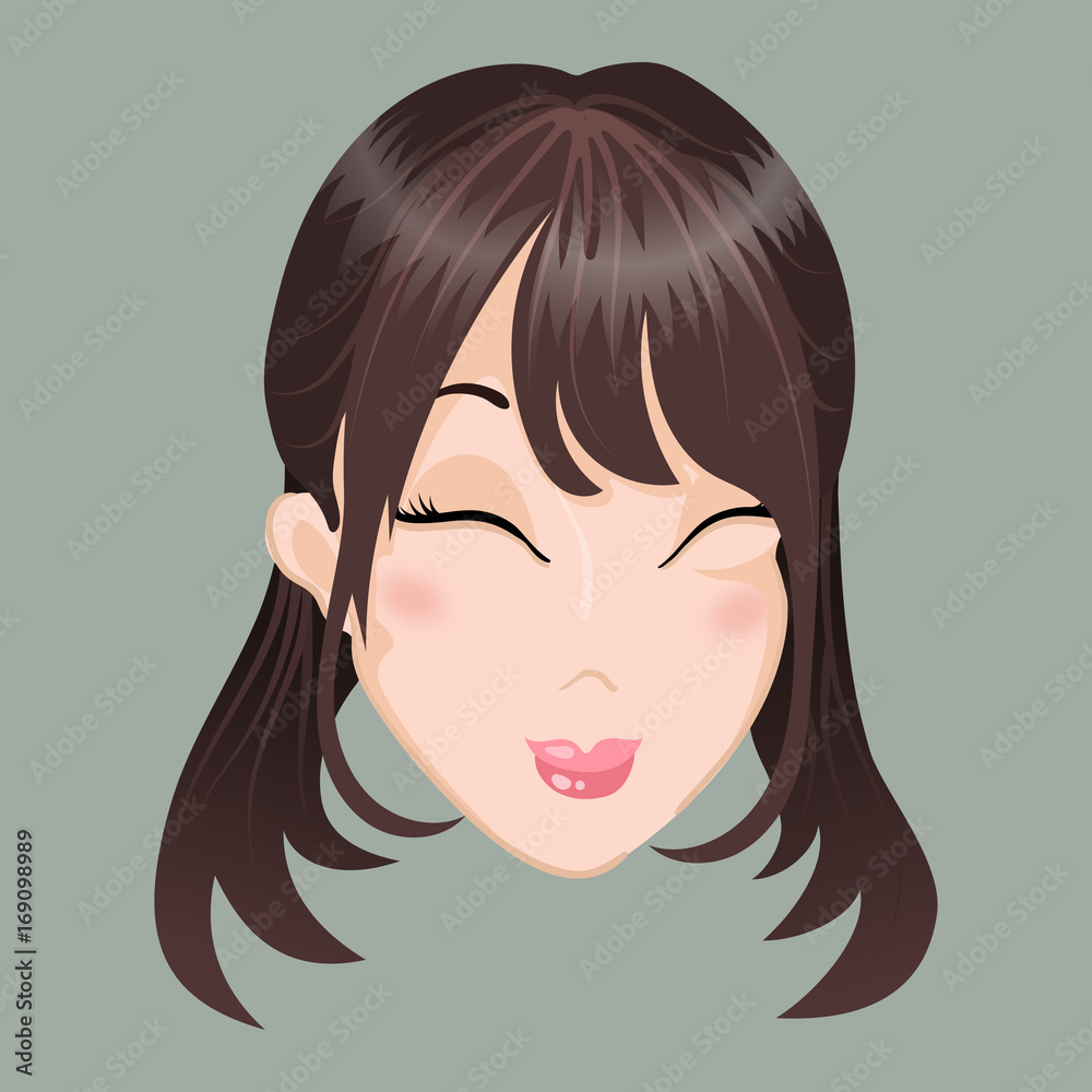 Emoticon. Asia girl. Delight Emoticon. Asia girl. Delight