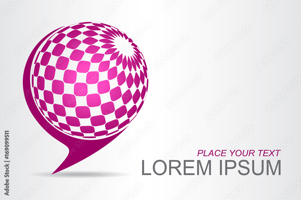 Logo stylized spherical surface with abstract shapes