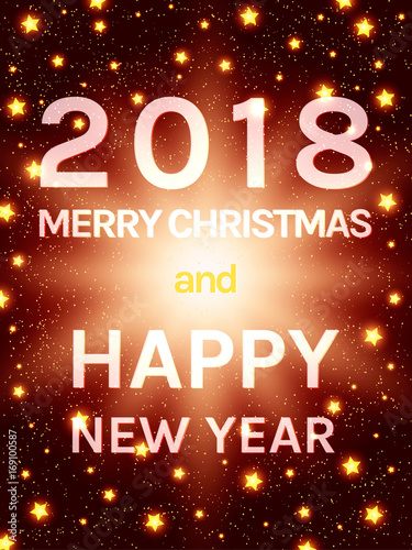 Happy 2018 New Year Flyer. Christmas Greeting Card