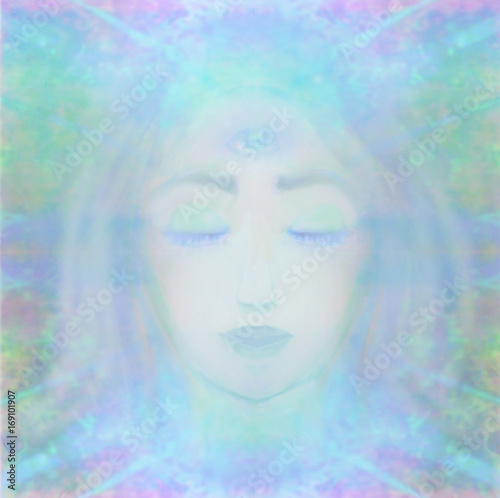 Woman with third eye, psychic supernatural senses