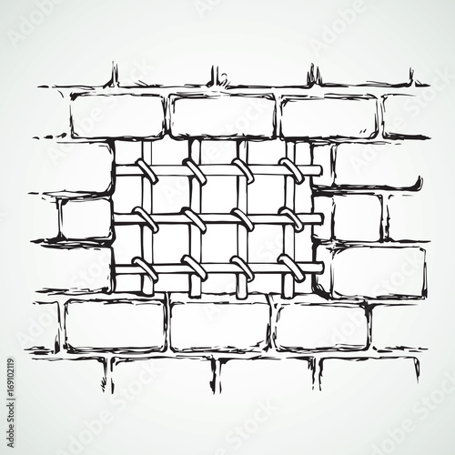 Ancient prison lattice. Vector drawing