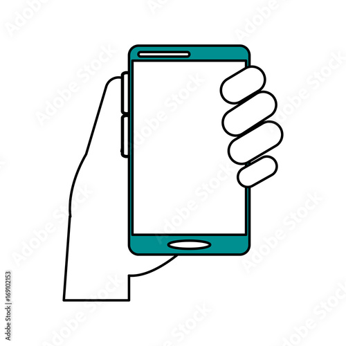 electronic cell phone on icon vector illustration design graphic silhouette