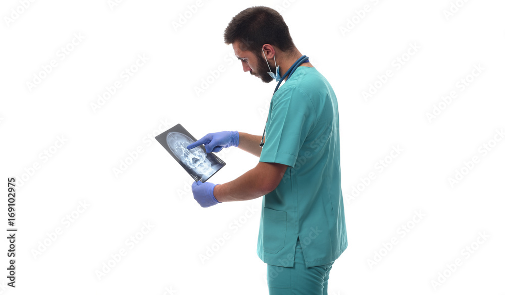 science, chemistry, biology, medicine and people concept - doctors holding x-rays and analyzing science, chemistry, biology, medicine and people concept - doctors holding x-rays and analyzing