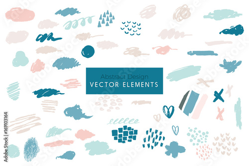 Set of Vector Abstract Brush Strokes, Hand Painted Design Elements, Organic Shapes, Abstract Backgrounds