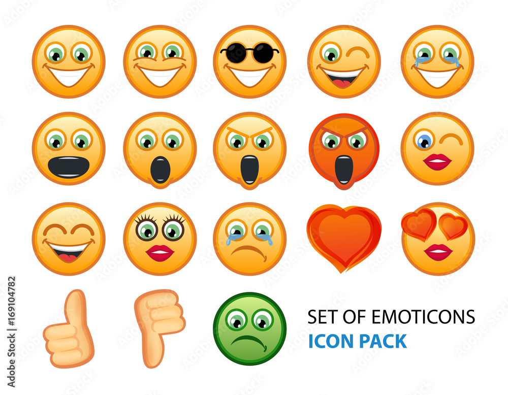 Icon Pack of Emotion Smiles on White Background Icon Pack of Emotion Smiles on White Background