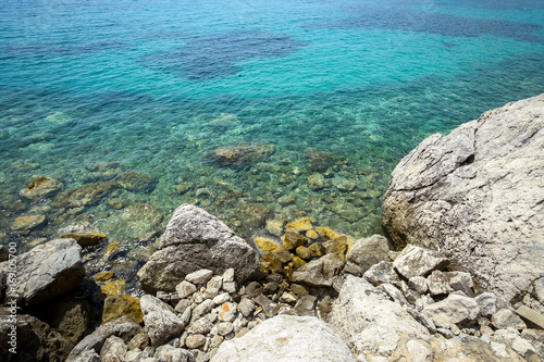 Rocky beach at Dubrovnik riviera in Mlini  Croatia.  