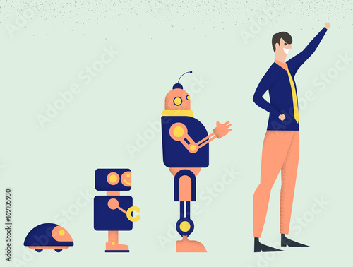 Businessman evolution from robot
