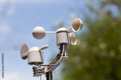 Anemometer is a device used for measuring the speed of wind, and is also a common weather station instrument.