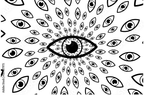 Eyes - vector pattern - white-black