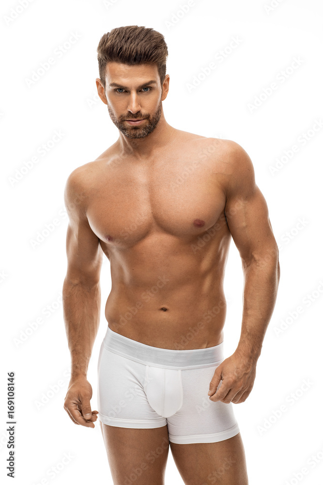 Fototapeta premium Handsome man in white boxer shorts