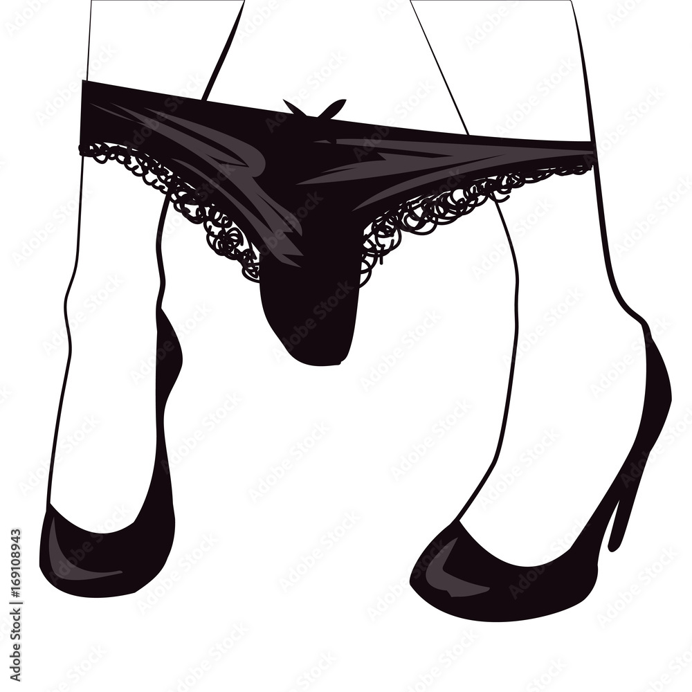 Vector illustration of a girl with dropped down panties Stock