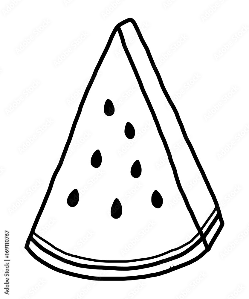watermelon / cartoon vector and illustration, black and white, hand