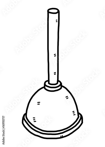 plumbing tool / cartoon vector and illustration, black and white, hand drawn, sketch style, isolated on white background.