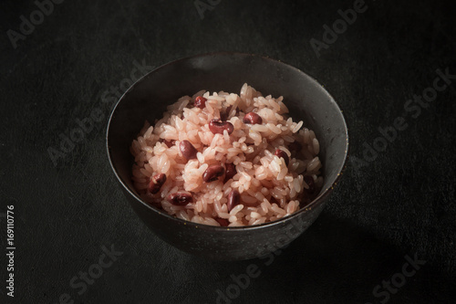 赤飯　rice boiled with red beans japanese food photo