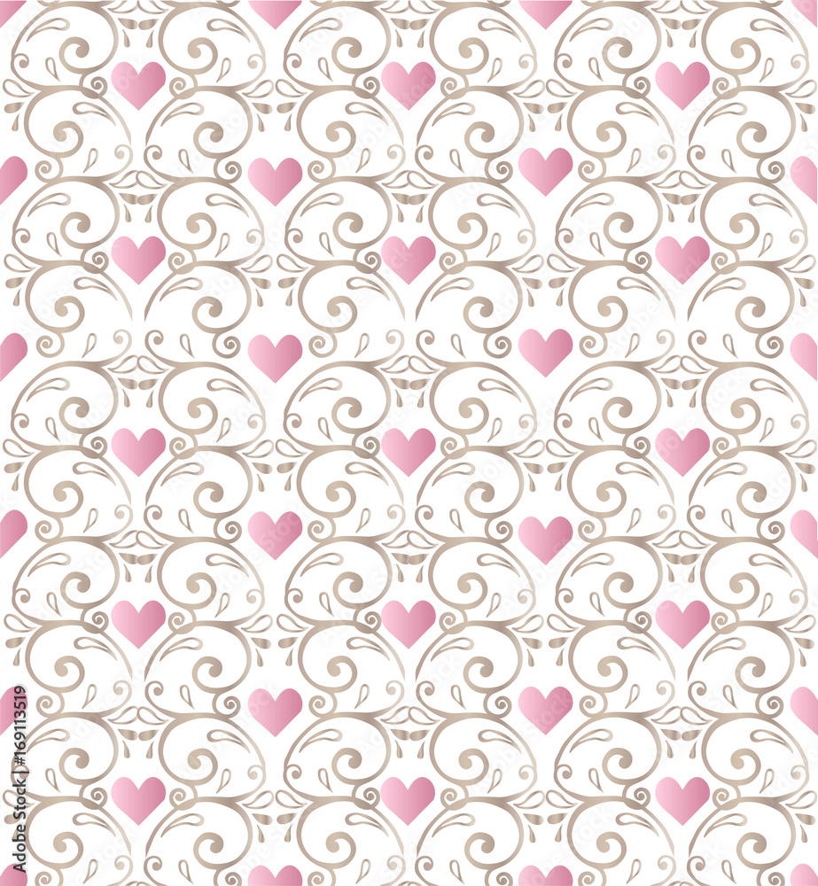 Seamless pattern with pink hearts Seamless pattern with pink hearts