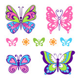 Collection of decorative multicolored butterflies. Vector illustration