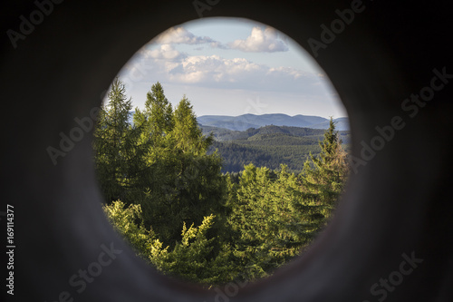 rothaaargebirge mountains nrw germany trough a round window