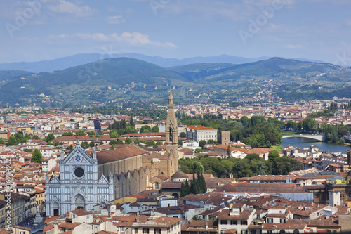 Toskana-Panorama, Florenz mit Santa Croce und Arno