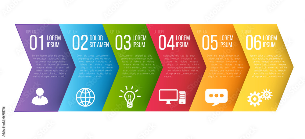 Infographic style colored arrow menu or option Stock Vector | Adobe Stock