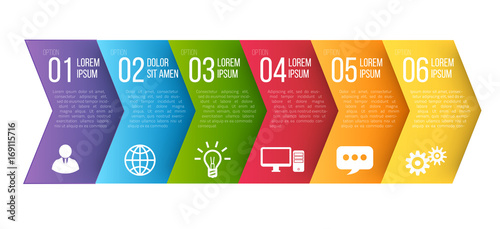 Infographic style colored arrow menu or option