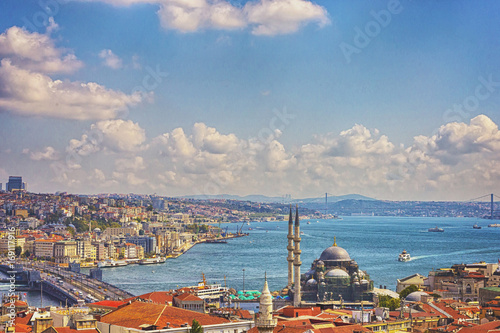 Fotografie, Obraz Istanbul Aerial View with Halic and Bosphorus