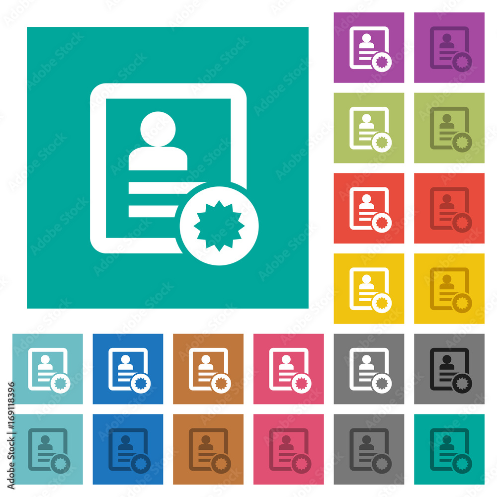 Certified contact square flat multi colored icons Certified contact square flat multi colored icons