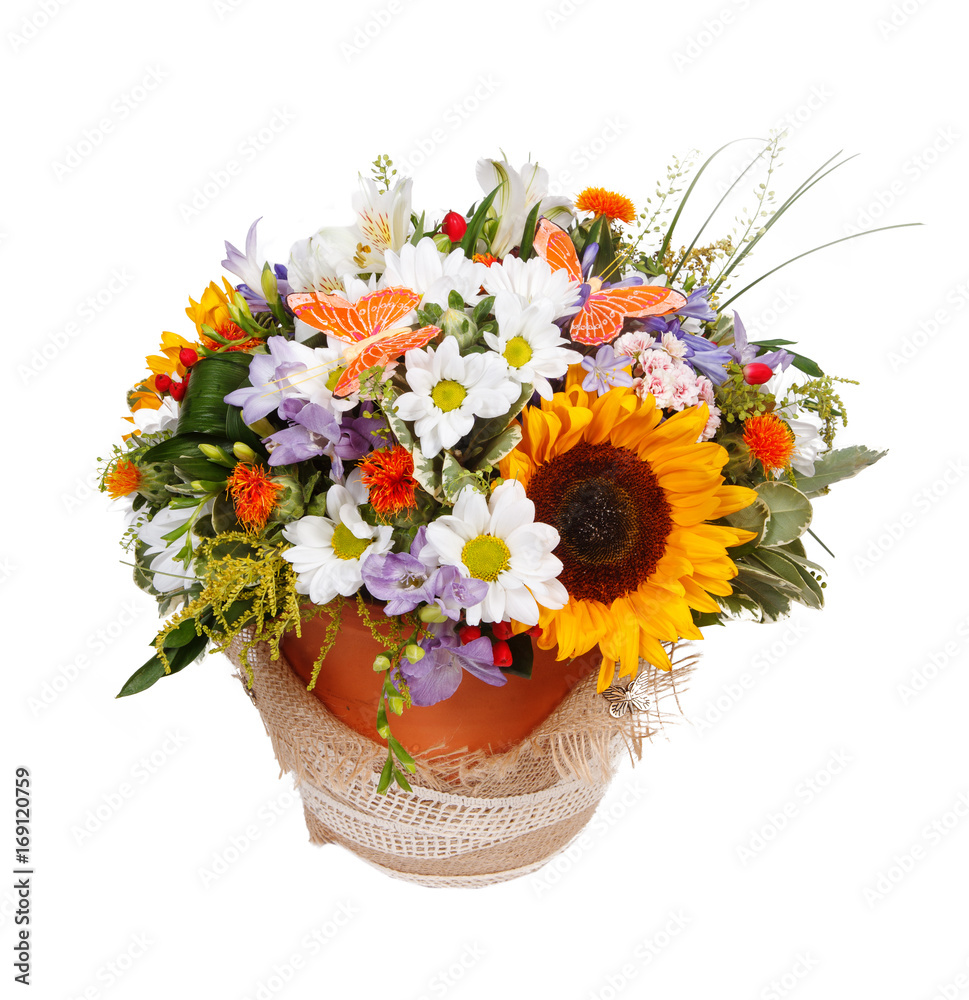Obraz premium beautiful bouquet of spring flowers on a white background