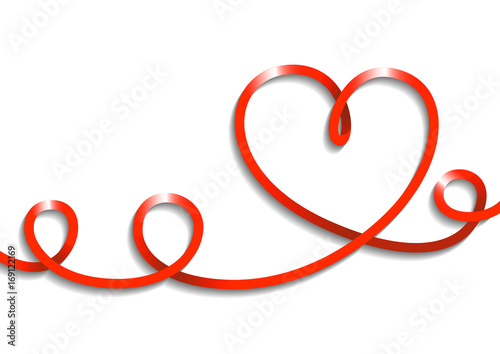 Vector drawing ribbon, heart