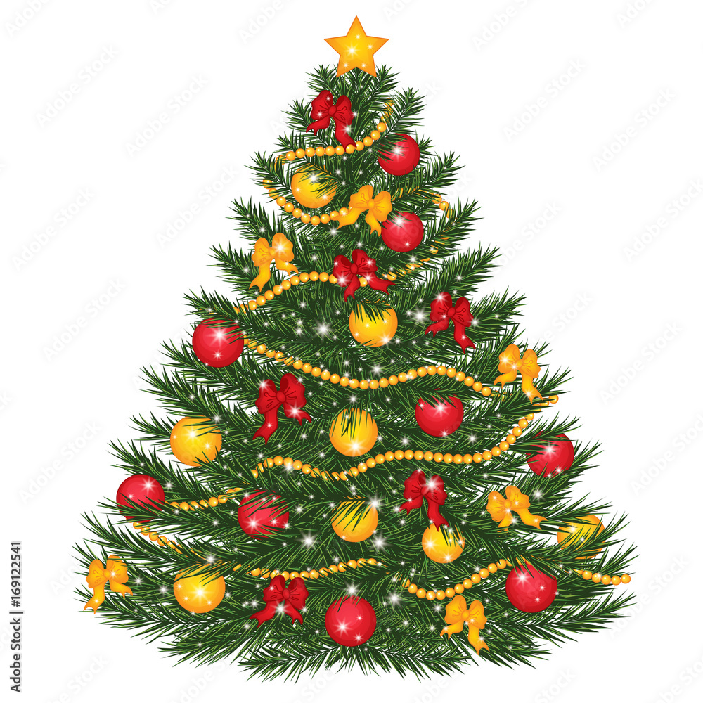 Vector Decorated Christmas Tree Vector Decorated Christmas Tree