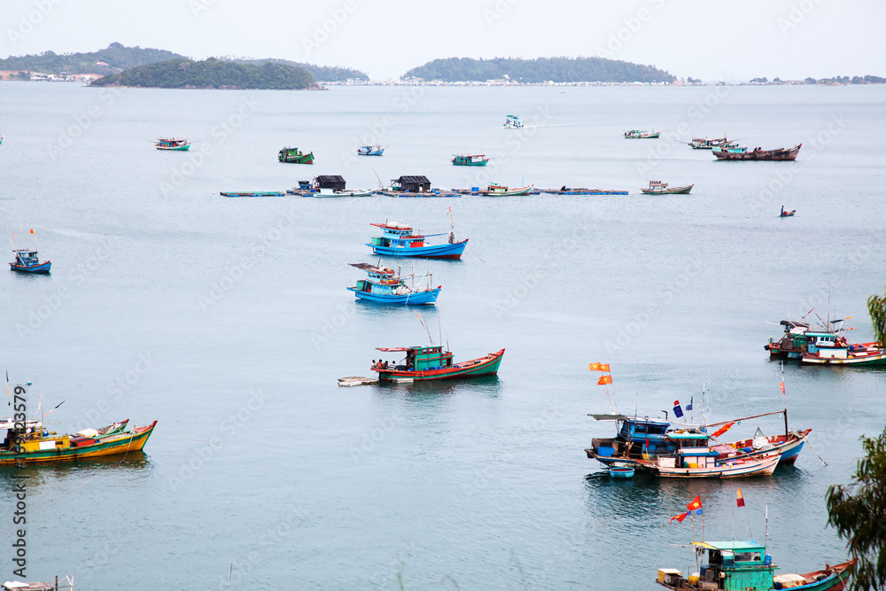 fishing boats in Ben Ngu wharf of Nam Du Islands, Kien Giang, Vietnam