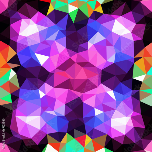 Kaleidoscopic low poly triangle style vector mosaic background