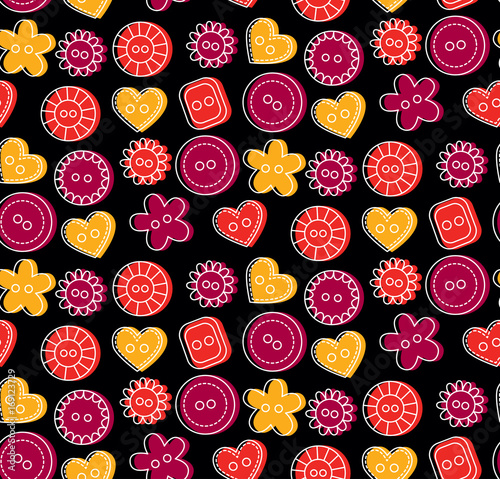 Buttons doodle seamless vector pattern