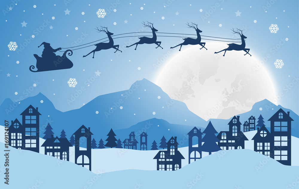 Christmas and New Years background with Santa claus on urban.vector Christmas and New Years background with Santa claus on urban.vector