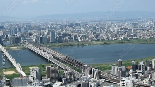 Osaka landscape view from observatory