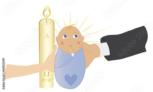 Little boy taking the Sacrament of Baptism.