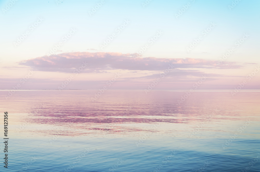 pink color sunset over sea
