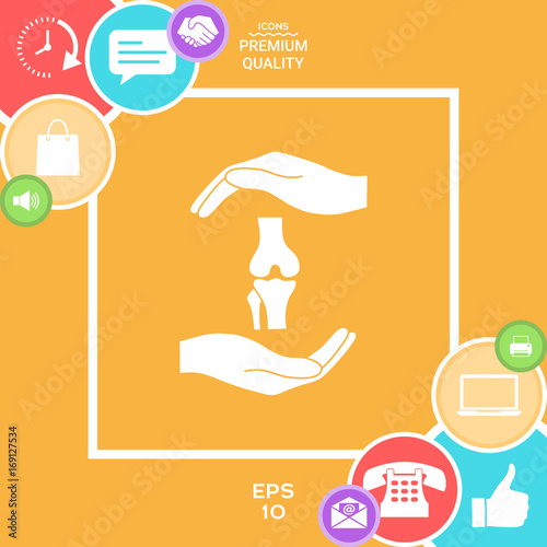 Hands holding knee-joint - protection symbol