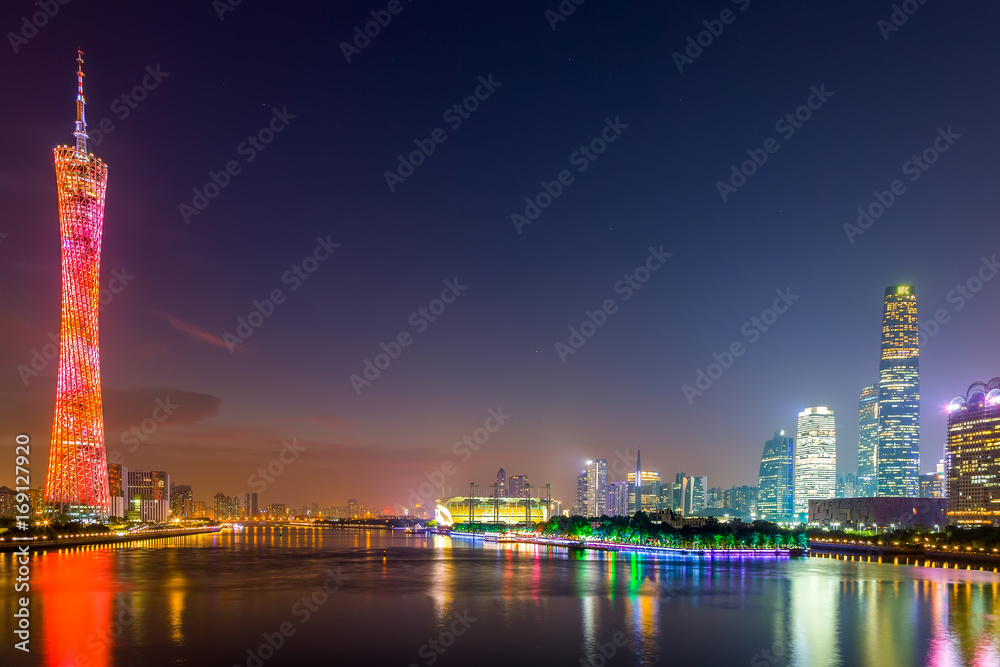 Naklejka premium Guangzhou architectural scenery and urban skyline